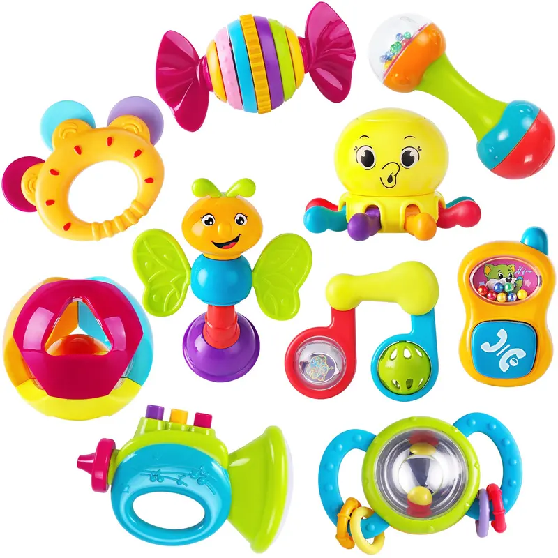 10-Piece Developmental Rattle Set – Early Learning Infant Toy Bundle 1