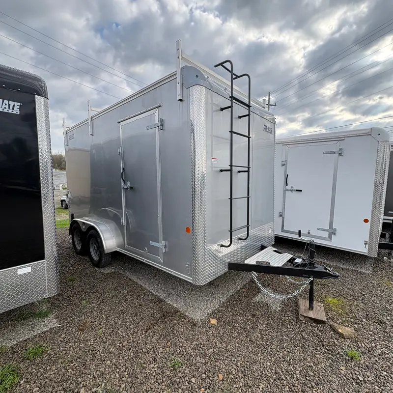 2026 Car Mate 7X14 Custom Cargo Trailer With 18-Inch Ramp And Ladder Rack System 1