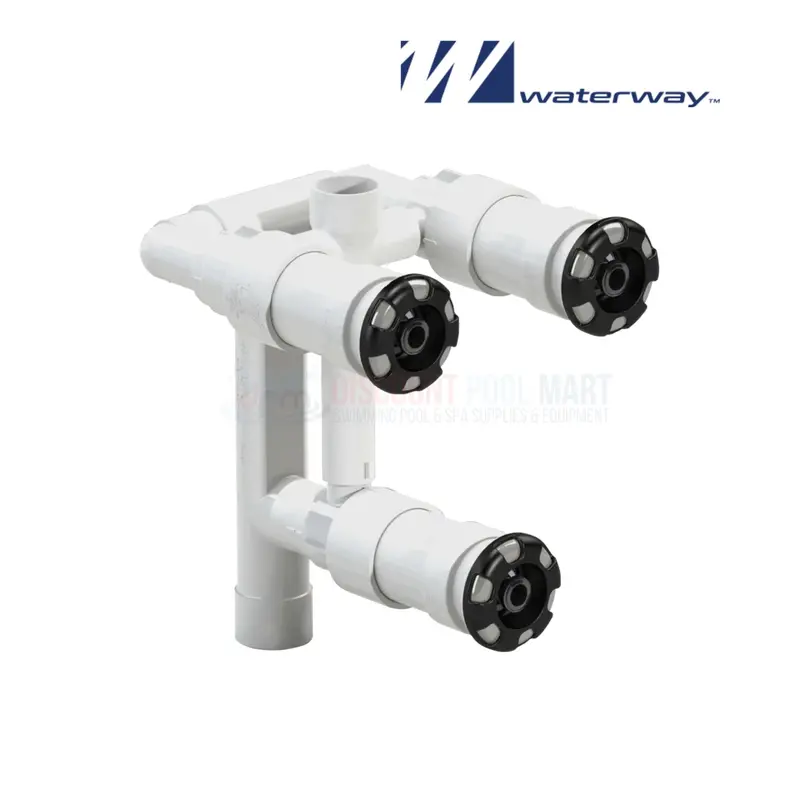 210-3510G Waterway 3-Jet Gunite Manifold – 9-Inch Straight Body With Internal Components 1