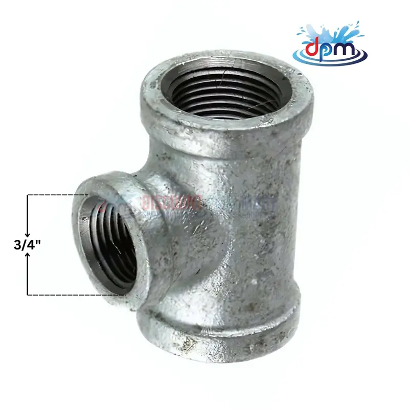 3/4-Inch Galvanized Steel Tee Fitting For Gas Line Applications 1