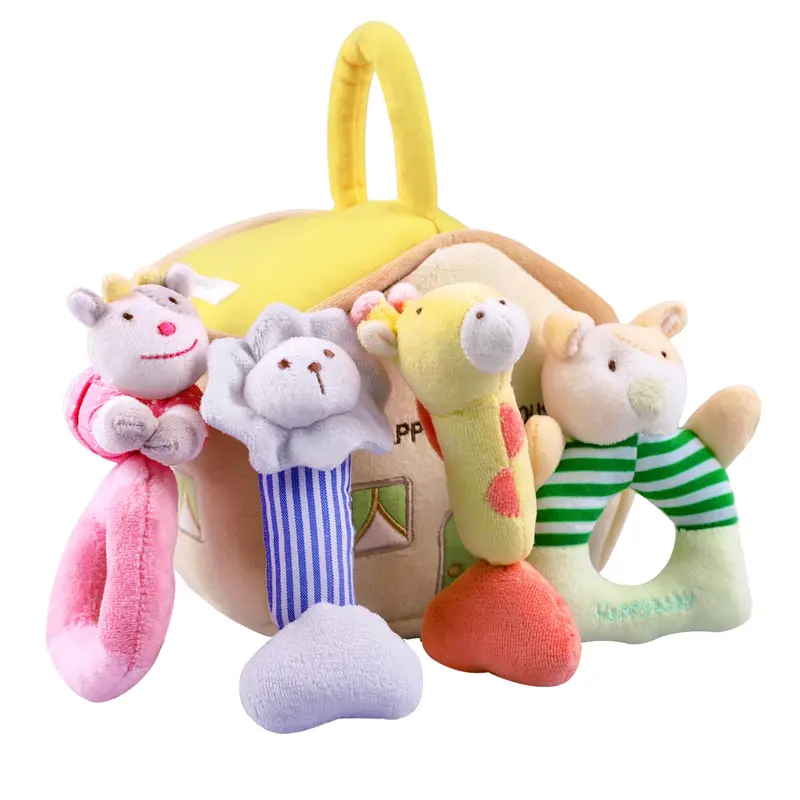 4-Piece Soft Plush Baby Rattle Set – Hand-Eye Coordination Sensory Toys 1