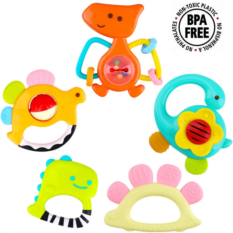 5-Piece Dinosaur Rattle Set – Teething, Sensory & Grasping Toys For Babies 1