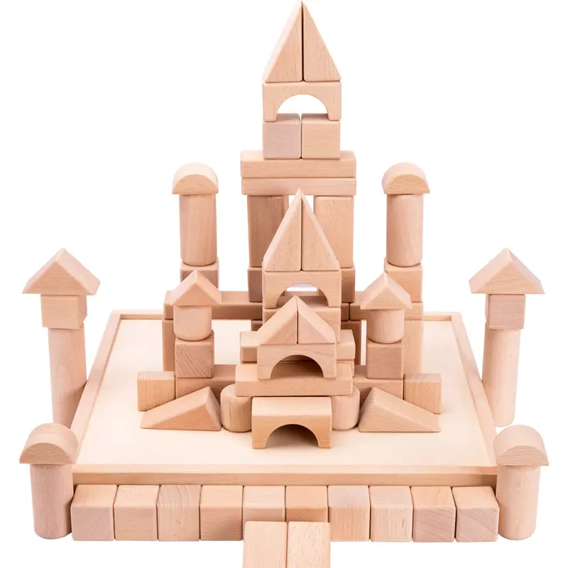 72-Piece Wooden Castle Building Block Kit For Creative Play 1