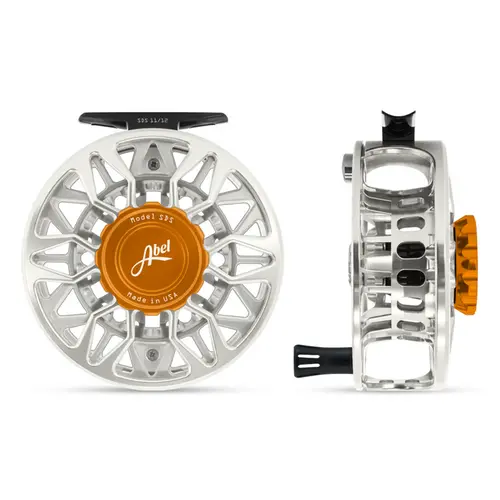 Abel Sds Ported 11/12 Fly Reel – Satin Platinum And Orange Accents 1
