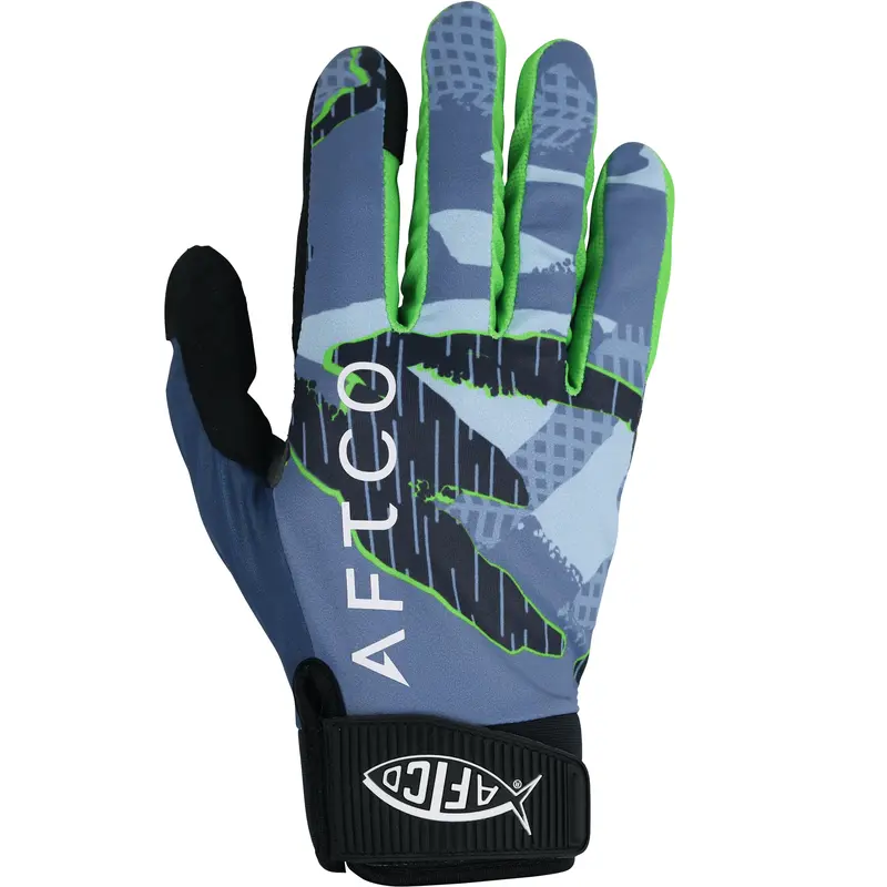 Aftco Jigpro Camo Blue Fishing Gloves 1