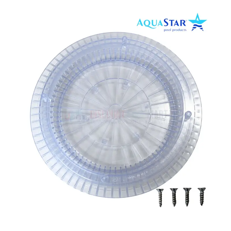 Aquastar 10" Round Suction Outlet Cover – Clear & Gray Finish 1