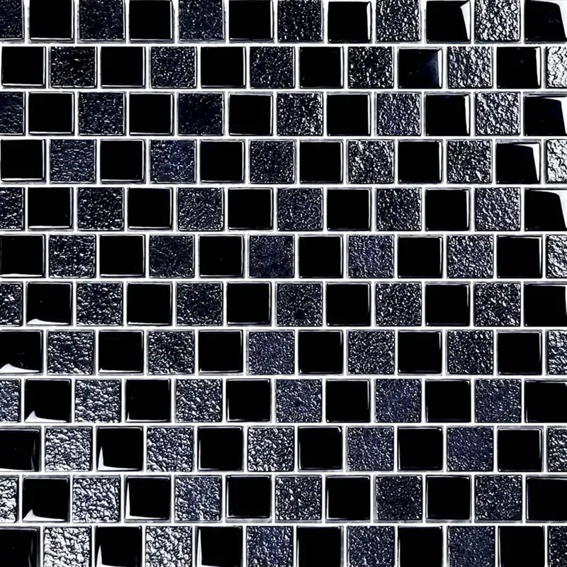 Artistry In Mosaics 1X1 Inch Black Glass Mosaic Tile – Signature Series (1 Sq Ft) 1