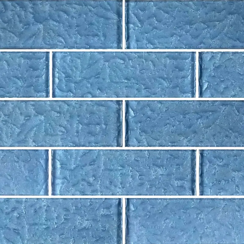 Artistry In Mosaics 2X6 Inch Moonscape Series Steel Blue Glass Mosaic Tile (1 Sq Ft) 1