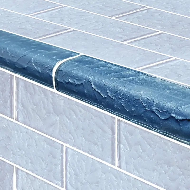 Artistry In Mosaics 2X6 Inch Moonscape Series Trim Steel Blue Linear Glass Tile (Per Linear Foot) 1