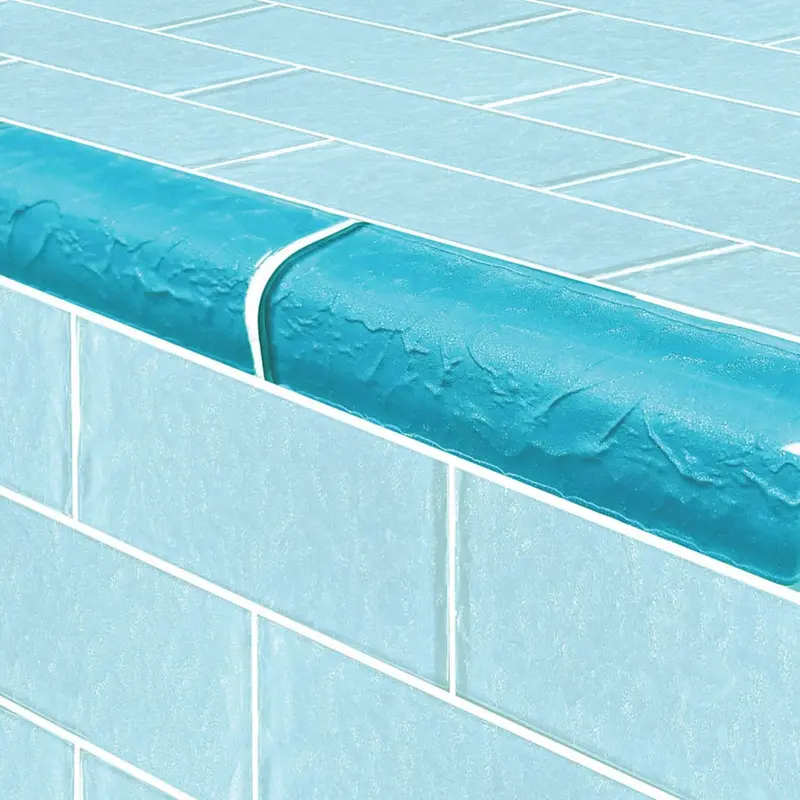 Artistry In Mosaics 2X6 Inch Moonscape Series Trim Turquoise Linear Glass Tile (Per Linear Foot) 1