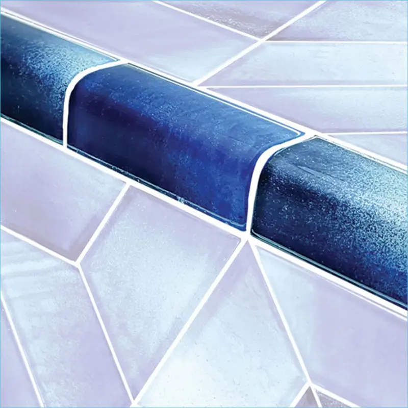 Artistry In Mosaics Dimension Series Trim Tile – 2X4 Inch Glass, Cirrus Blue, Sold By Linear Foot (Trim-Tz824B2) 1