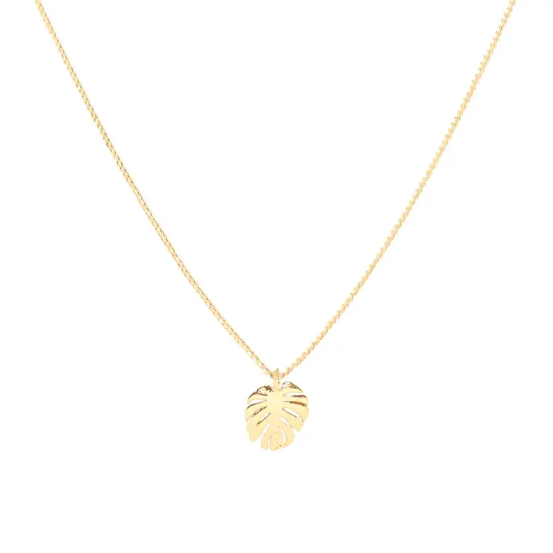 Bali Leaf Pendant Necklace – Gold Finish 1