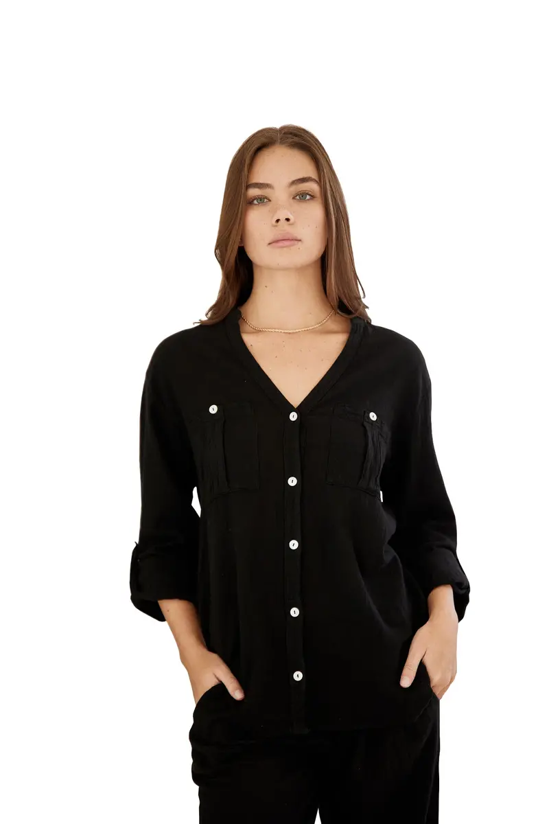 Blanco Two-Pocket Long-Sleeve Shirt For Women 1
