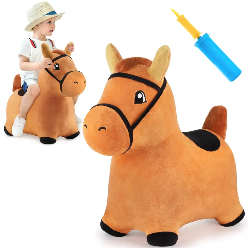Brown Inflatable Horse Ride-On Toy For Outdoor Bouncing Fun 1