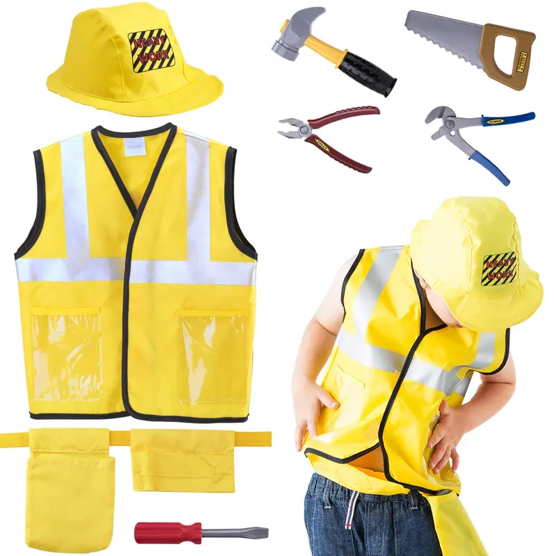 Construction Worker Role-Play Costume Kit – Educational Dress-Up Set 1