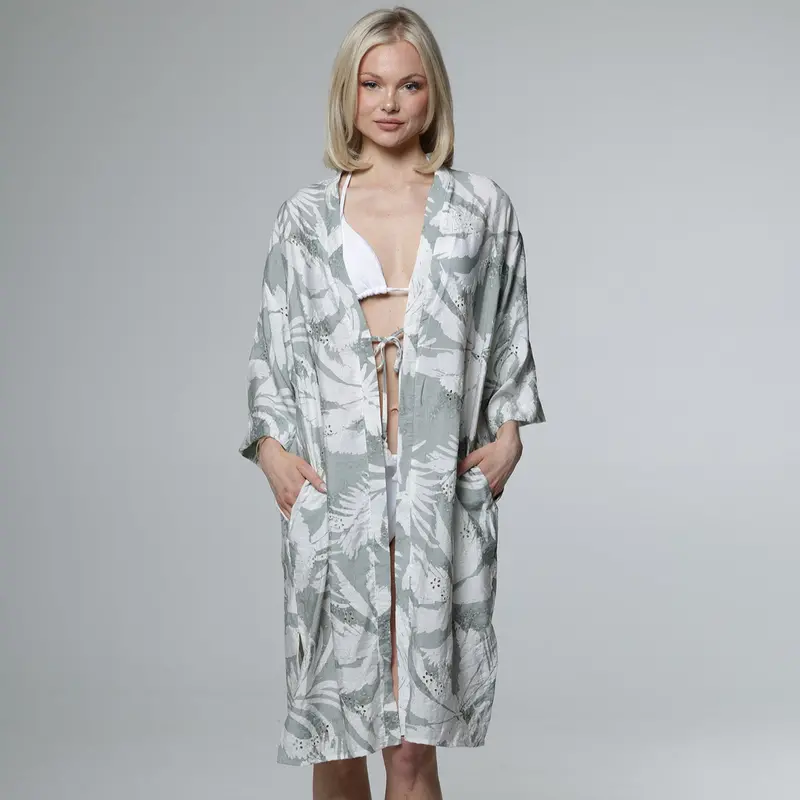 Copacabana Open-Front Lace-Trimmed Kimono Duster 1