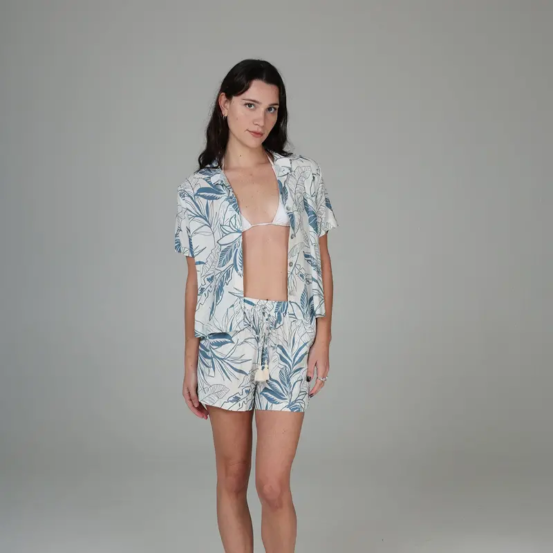 Côte D’Azur Short-Sleeve Button-Down Top 1