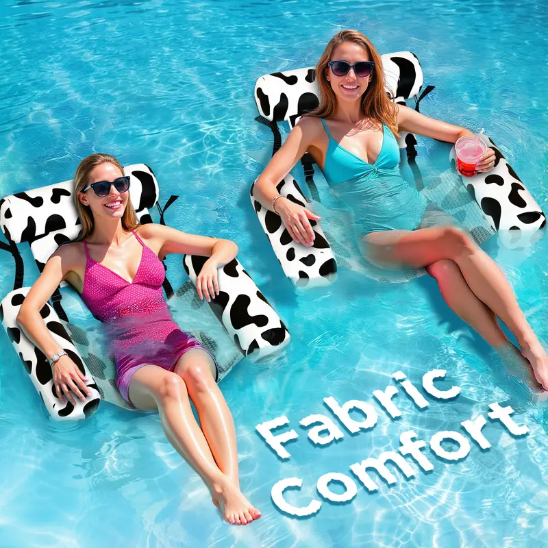 Cow-Print Inflatable Pool Lounge Seat 1