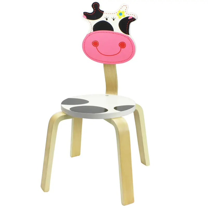 Cow-Shaped Wooden Toddler Chair – Compact Animal-Themed Stool 1