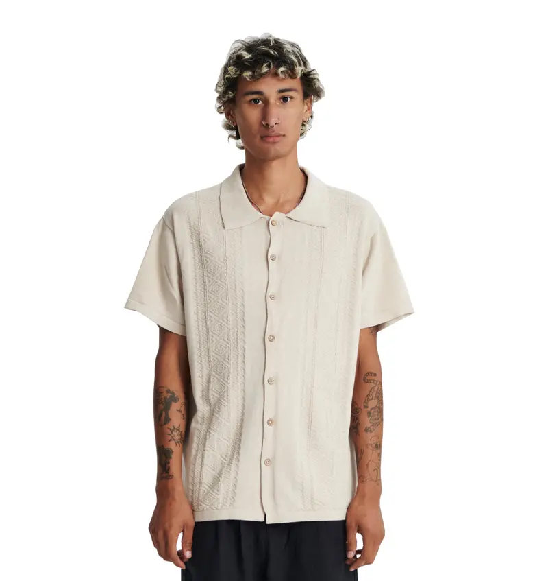 Critical Slide Society Trader Knit Shirt – Modern Textured Short-Sleeve Button-Up 1