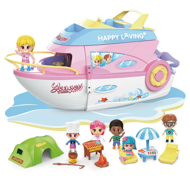Cruise Ship–Style Dollhouse Yacht Playset For Pretend Adventures 1