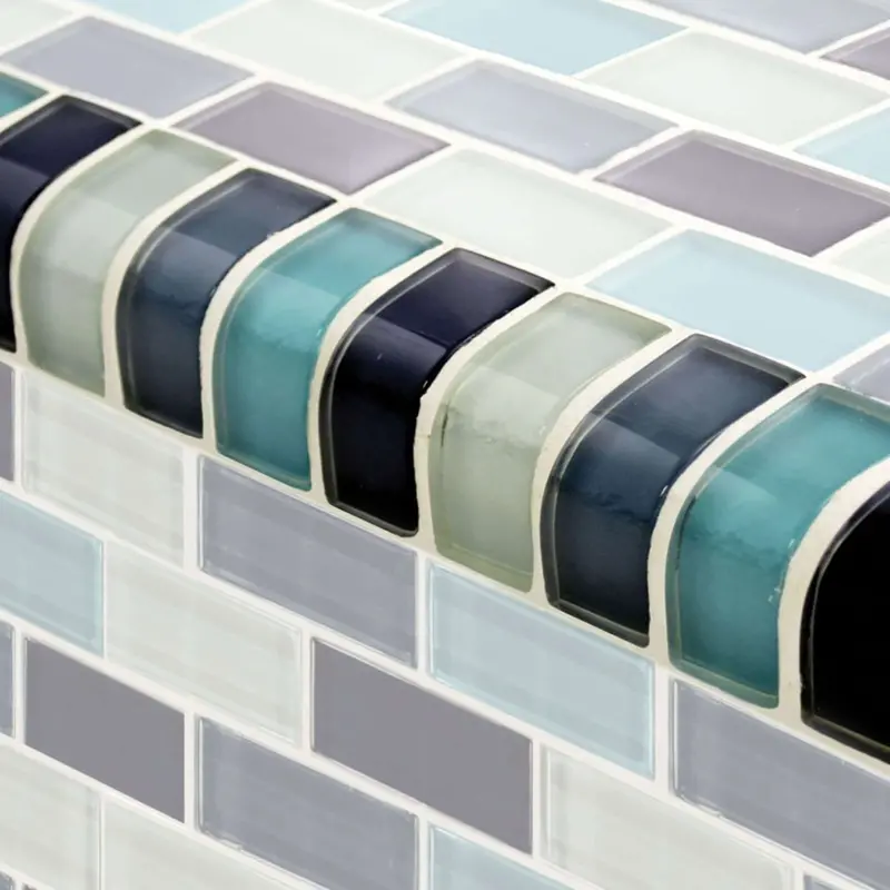 Crystal Series 1" X 2" Aqua Glass Tile Trim – Linear Foot | Trim-Gc82348T2 1