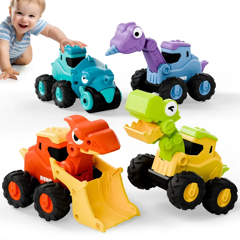 Dino Press-And-Go Construction Vehicle Playset For Ages 18 Months–5 Years 1