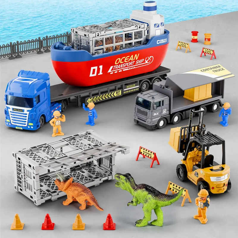 Dinosaur-Themed Cargo Truck Playset For Toddlers And Preschoolers 1