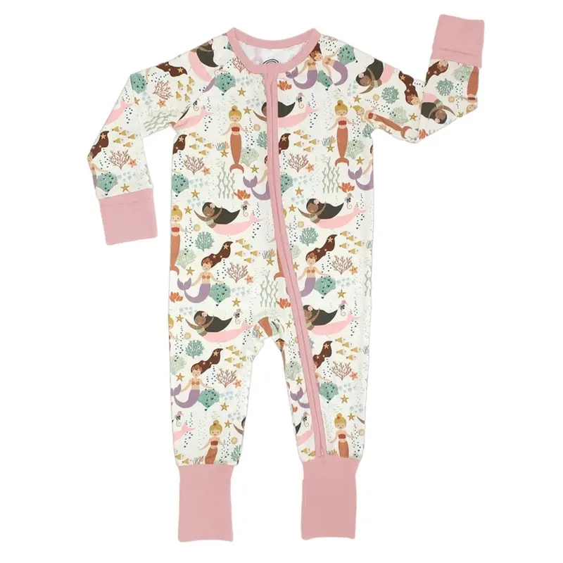 Emerson & Friends Mermaid-Themed Bamboo Baby Pajamas – Convertible Design 1