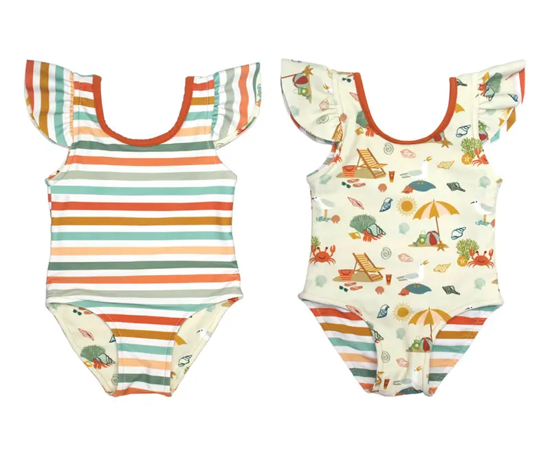 Emerson & Friends Reversible Ruffle One-Piece Swimsuit For Girls 1