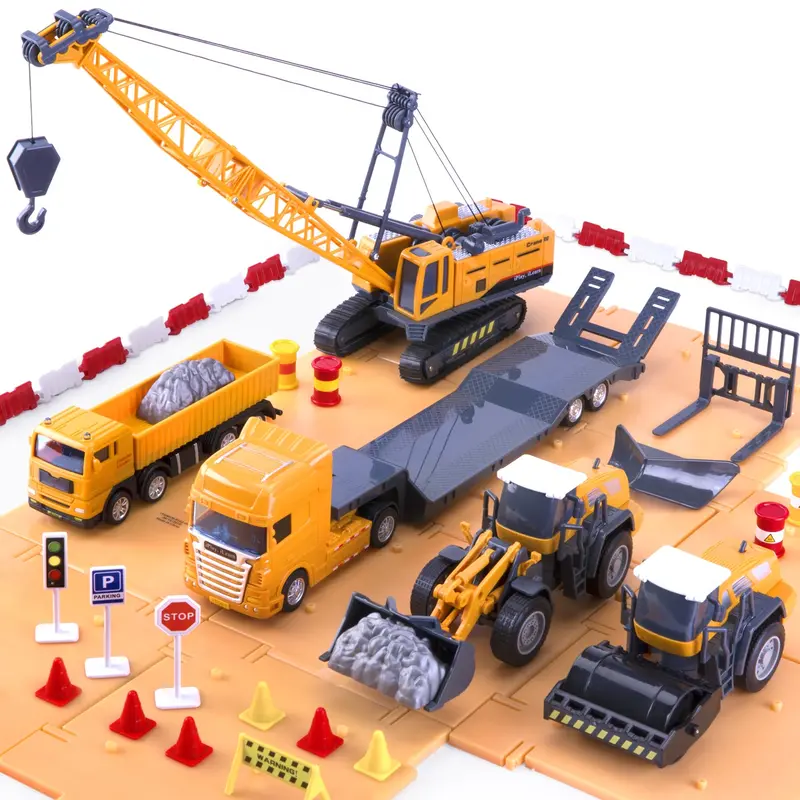 Engineering-Themed Construction Site Play Set – Realistic Vehicle Collection 1