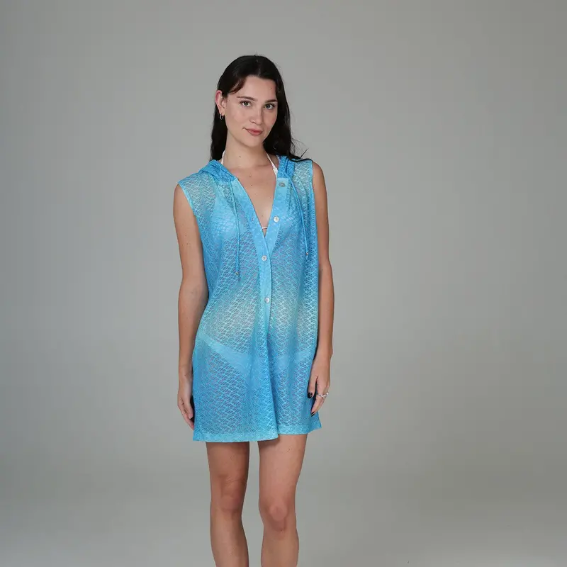 Escala Button-Front Sleeveless Hoodie 1