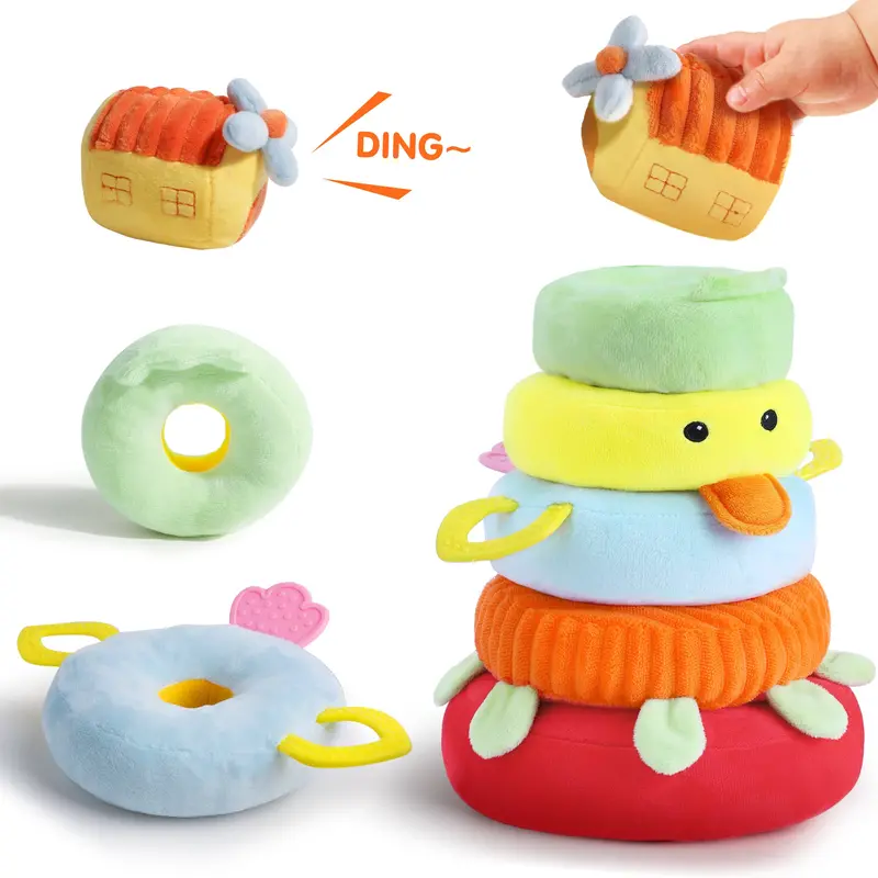 Fabric Ring Stacker With Gentle Sound – Baby Stacking Toy For Sensory Development 1