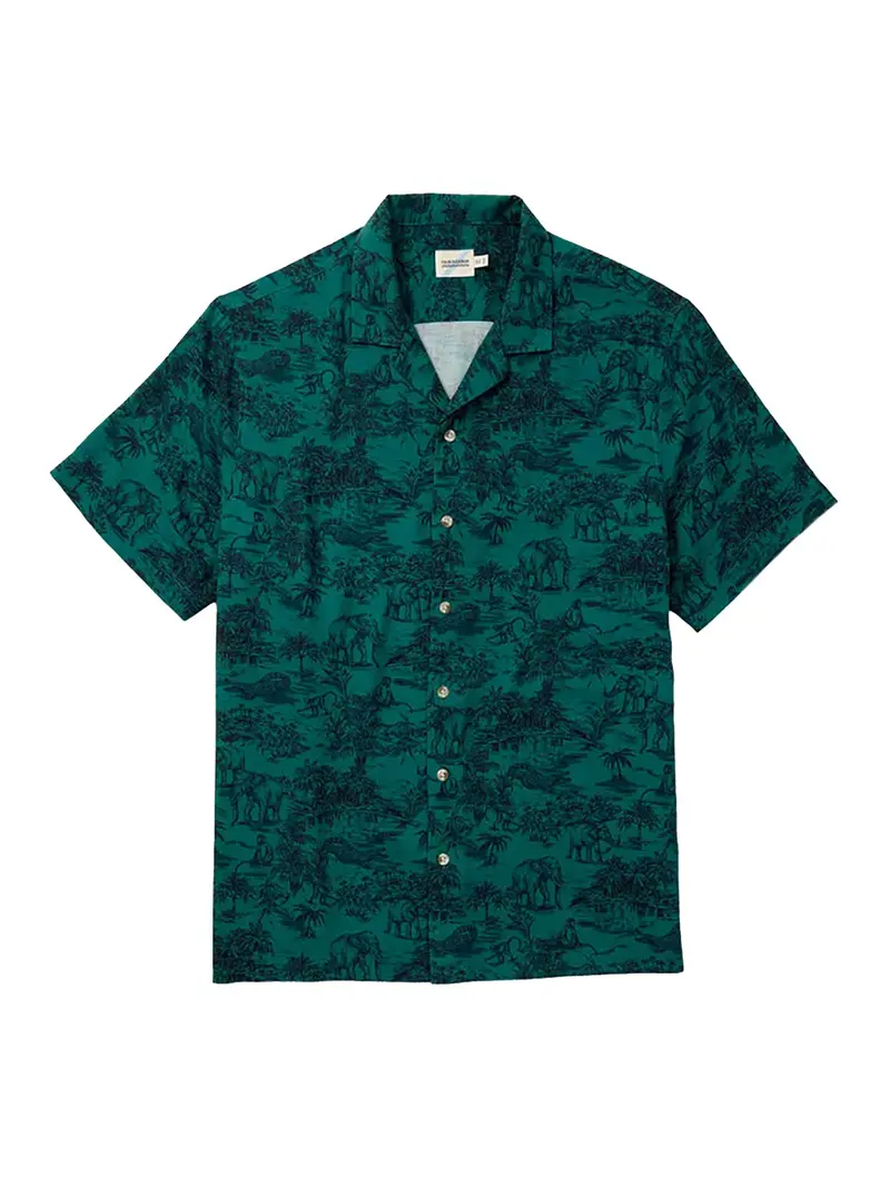 Fair Harbor Marina Camp Woven Short-Sleeve Polo – White Locus 1