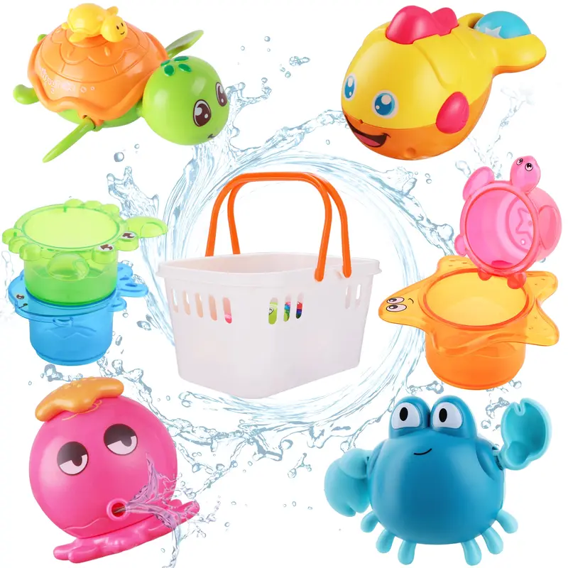 Fun-Filled Bath Time Toy Set With Storage Organizer For Babies 1