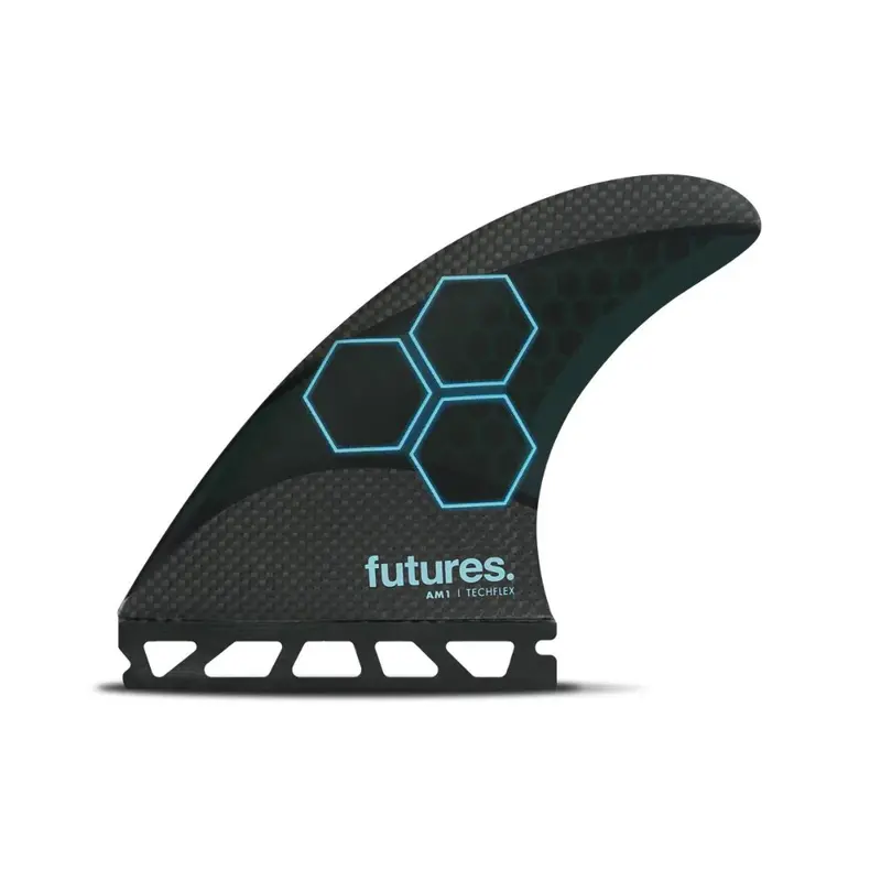 Future Fins Fam1 Techflex Thruster Fin Set – Black & Blue, Medium Size 1