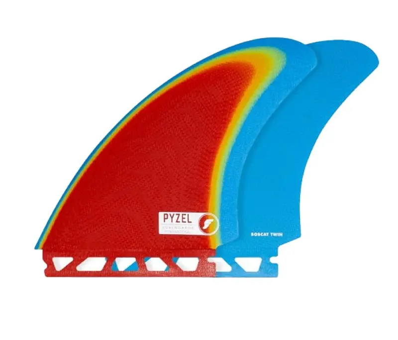 Futures Pyzel Bobcat Fiberglass Twin Fin Set – Rainbow Graphic Design 1