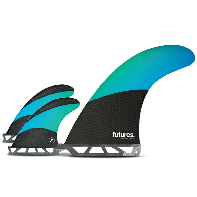 Futures Techflex 2+1 Longboard Fin Set – Blue-Green Colorway 1
