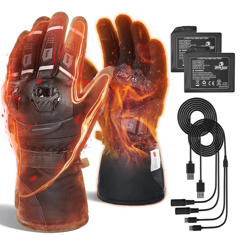 Gauntlet-Style Heated Motorcycle Gloves – Extended Cuff Warmth (Jia13H) 1