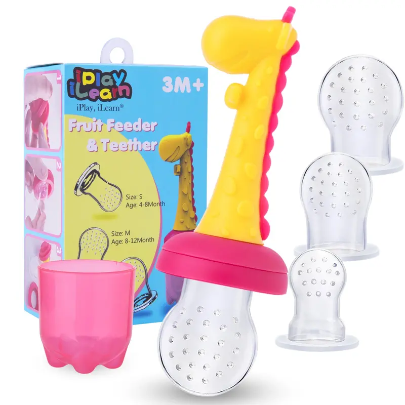 Giraffe-Shaped Silicone Fruit Feeder And Teething Toy For Infants 1