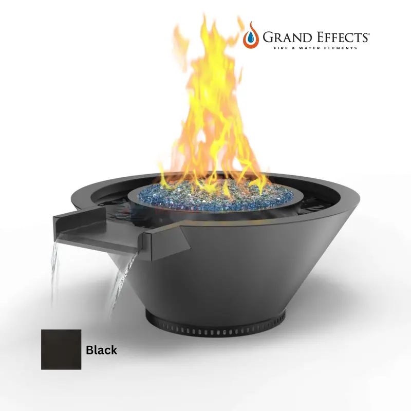 Grand Effects Essex Round Fire And Water Bowl – Artisan Extended Lip, Metallic Finish 1