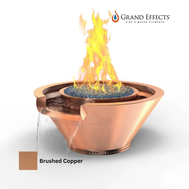 Grand Effects Essex Round Fire And Water Bowl – Artisan Seamless Lip, Natural Copper 1