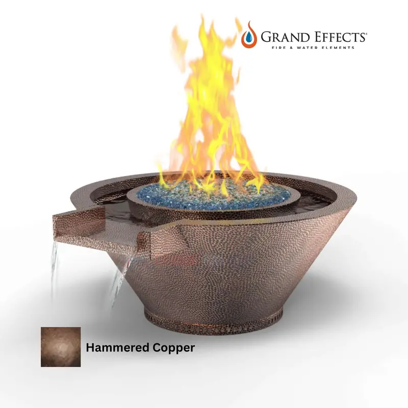 Grand Effects Oil-Rubbed Essex Round Fire And Water Bowl – Artisan Extended Lip, Hammered Copper 1