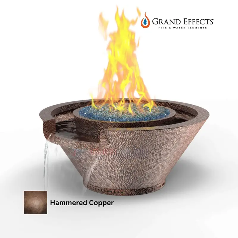 Grand Effects Oil-Rubbed Essex Round Fire And Water Bowl – Artisan Seamless Lip, Hammered Copper 1