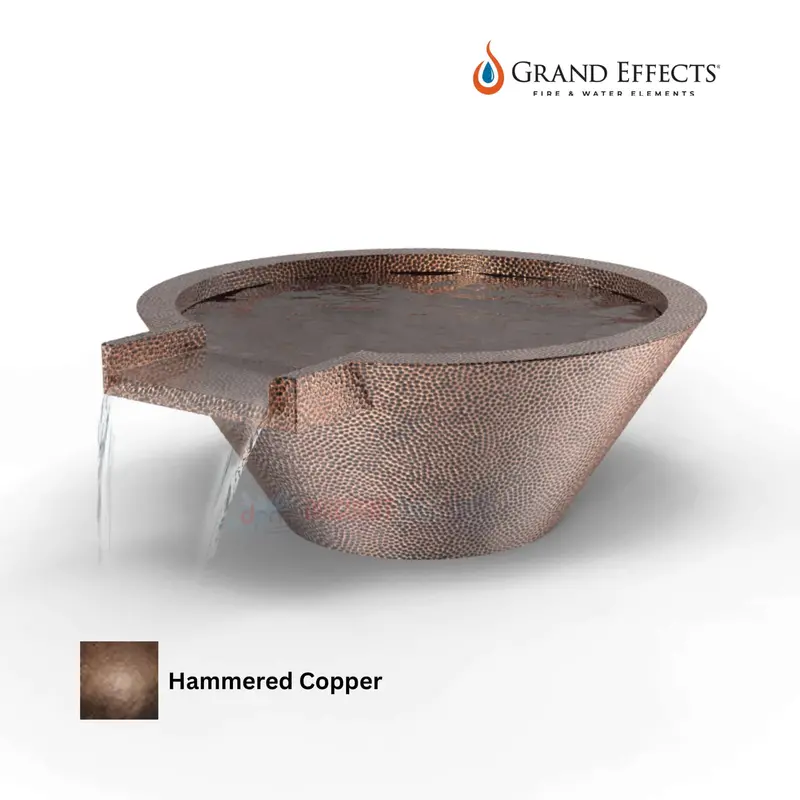 Grand Effects Oil-Rubbed Round Essex Water Bowl – Extended Lip, Hammered Copper Finish 1
