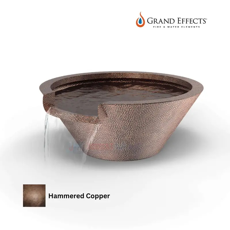 Grand Effects Oil-Rubbed Round Essex Water Bowl – Seamless Lip, Hammered Copper Texture 1
