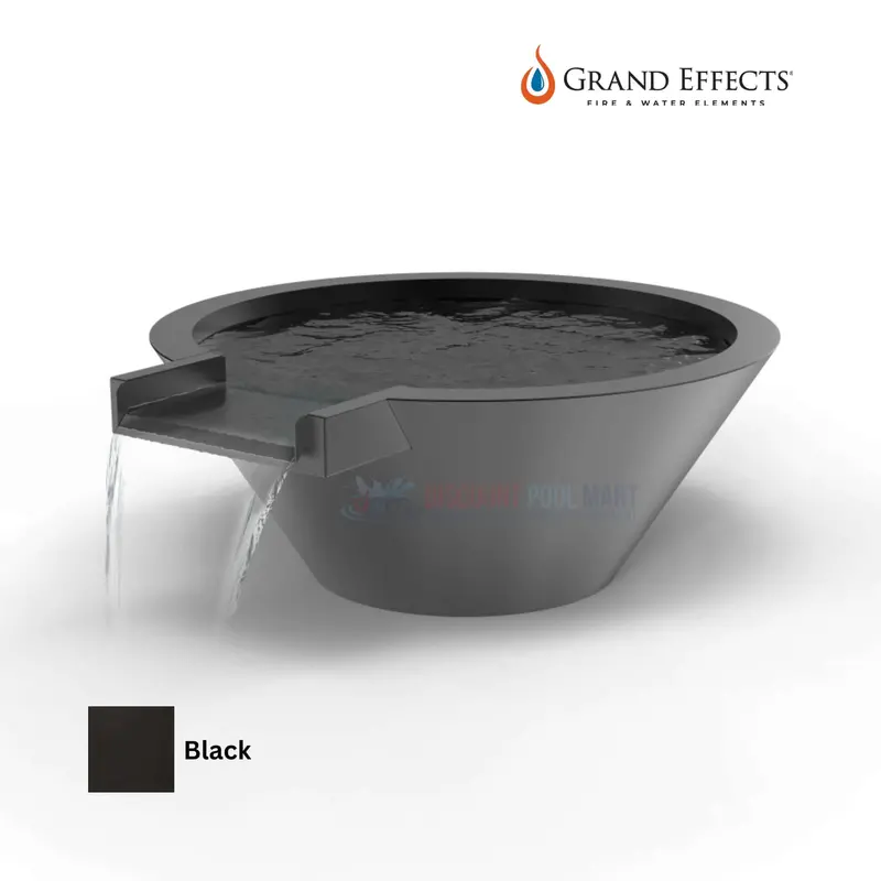 Grand Effects Round Essex Water Bowl – Extended Lip, Metallic Surface 1