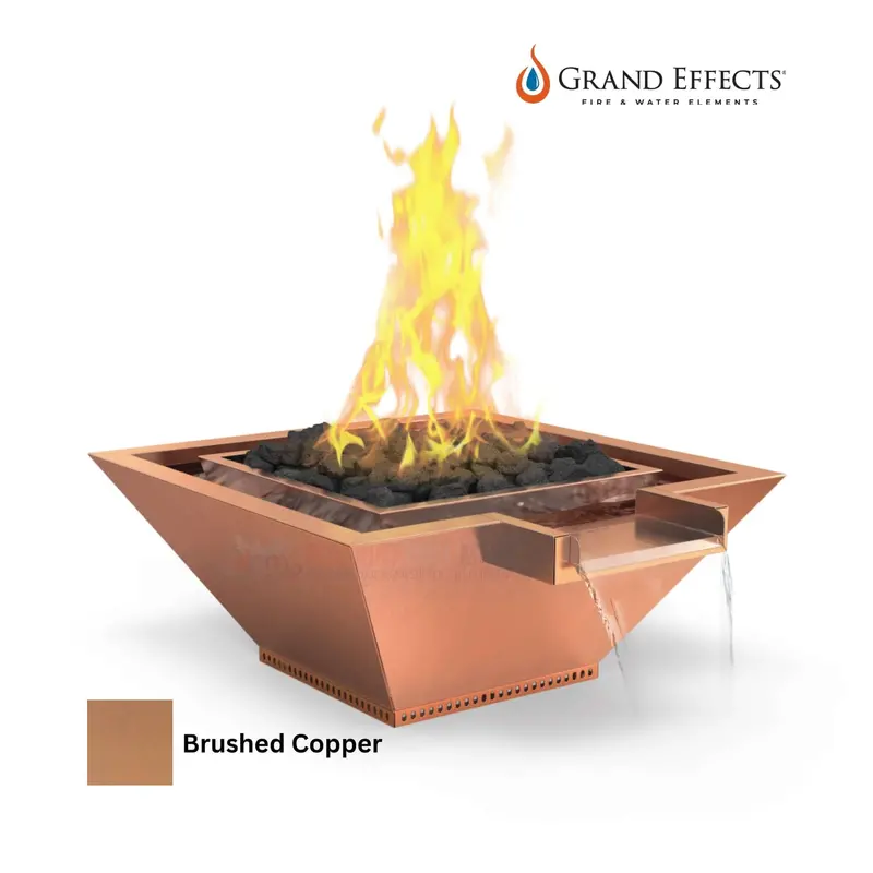 Grand Effects Square Corinthian Fire & Water Bowl – Artisan Series, Extended Lip, Copper 1