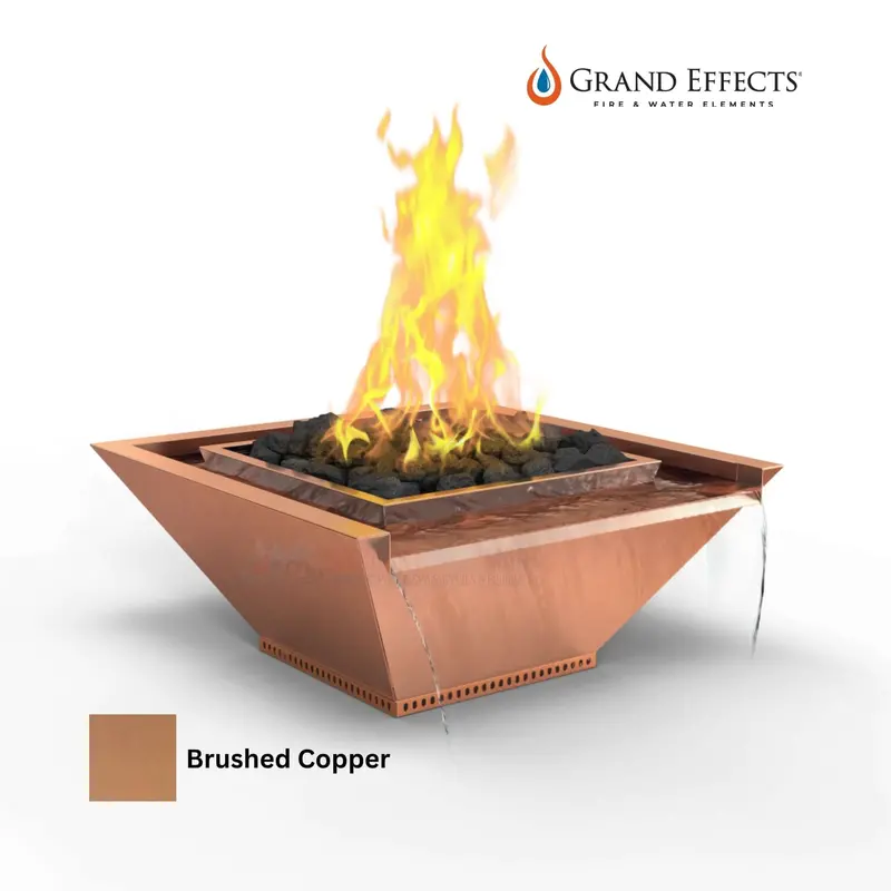 Grand Effects Square Corinthian Fire & Water Bowl – Artisan Series, Seamless Lip, Copper 1