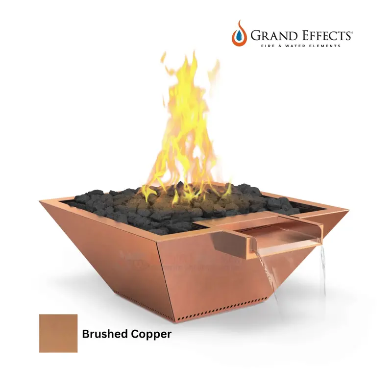 Grand Effects Square Corinthian Fire & Water Bowl – Builder Series, Copper Finish 1